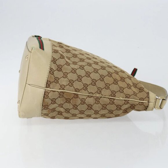 GUCCI GG Canvas Web Sherry Line Pretty Bag Beige Gold - Picture 3 of 15